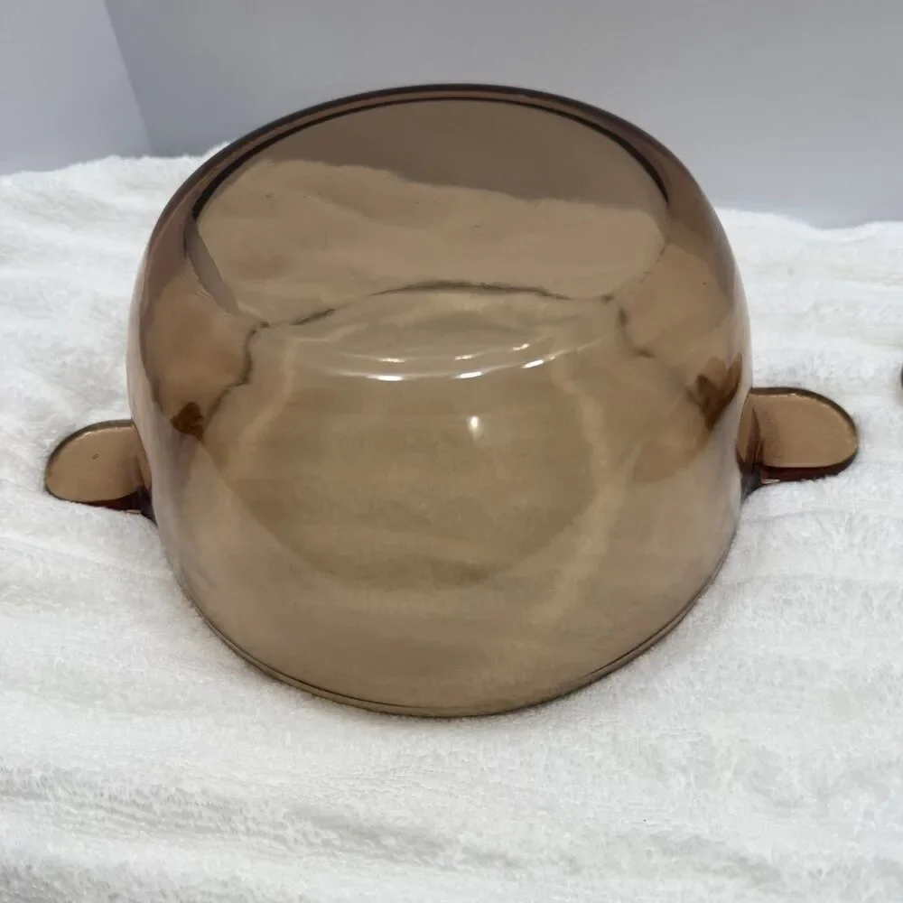 Vintage Vision Corning Amber Covered Casserole Baking Dish w/ Flat Lid France